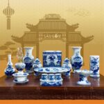 Bộ đồ thờ Lộc phát men lam Bát Tràng SG-BDT05