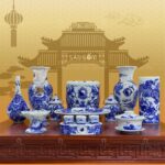 Bộ đồ thờ Rồng nổi men Dong cổ Bát Tràng SG-BDT15