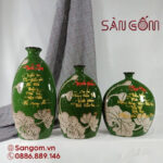 Bộ 3 bình decor "Mái Ấm- Hạnh Phúc- Cha Mẹ" màu xanh lá SG-BH159
