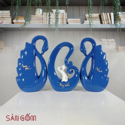 bo-tuong-gom-su-thien-nga-mau-xanh-duong