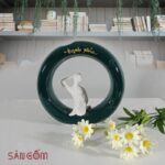 Tượng sứ trang trí trừu tượng "Thiếu Nữ" màu xanh ngọc SG-TS35