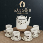 Bộ ấm tích uống trà men lạnh họa tiết nhành trúc SG-AC177