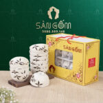 Bộ bát cơm men gấm Bát Tràng họa tiết Trúc Đen vẽ tay SG-BC15