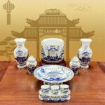 Bộ đồ thờ hoa sen vàng kim Bát Tràng SG-BDT45