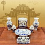 Bộ đồ thờ rồng vàng phú quý vàng kim Bát Tràng SG-BDT41