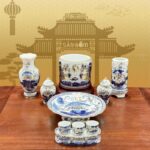 Bộ đồ thờ rồng vàng Phú Quý vàng kim Bát Tràng SG-BDT74