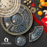 Khay mứt khung mây vẽ tay đàn cá đen SG-KM01