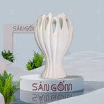 Bình hoa sứ Bát Tràng dáng bàn tay Phật màu trắng SG - BH172