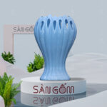 Bình hoa sứ Bát Tràng dáng bàn tay Phật màu xanh dương SG - BH170