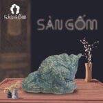 Tượng cóc thiềm thừ gốm sứ màu xanh cẩm thạch SG-TPT03