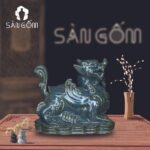 Tượng tỳ hưu gốm sứ màu xanh thiên thanh SG-TPT01