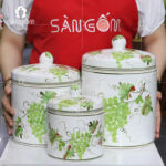 Chum muối dưa cà Bát Tràng hoạ tiết chùm nho xanh SG-HM06