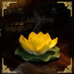 Hoa sen sứ thả bát nước tụ lộc màu vàng SG-HSS03