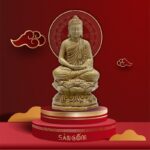 Tượng Phật ngồi thiền men vàng giả gỗ đẹp SG-TNG2