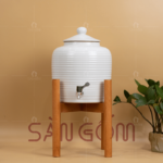 Bình nước 5L dáng trụ vuốt tay gốm sứ Bát Tràng màu trắng SG-BDN03