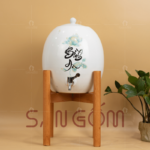 Bình nước 8L màu trắng dáng quả trứng vẽ chữ "Bình An" SG-BDN04