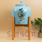 Bình nước 10L màu xanh dương dáng trụ vẽ chữ "Tài Lộc" SG-BDN09