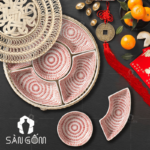Khay mứt họa tiết giọt nước đỏ vẽ tay SG-KMT39