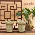 Cốc Phật Thủ gốm sứ màu vàng men hỏa biến SG-LPT02