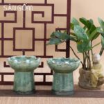 Cốc cắm Phật Thủ gốm sứ màu xanh ngọc men hỏa biến SG-LPT04