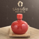 Nậm rượu dáng bầu thấp màu đỏ tráng men gốm sứ Bát Tràng SG-NR25