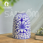 Lọ hoa Bát Tràng dáng chuông họa tiết dây leo vẽ tay màu men lam SG-LH321