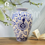 Lọ hoa Bát Tràng dáng đùi dế họa tiết trái tim SG-LH314