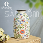 Lọ hoa Bát Tràng dáng đùi dế họa tiết dây leo SG-LH309
