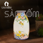 Lọ hoa Bát Tràng dáng chai lọ họa tiết hoa đa sắc SG-LH303