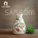 Lọ hoa Bát Tràng dáng chân váy họa tiết chim én hoa đào mùa xuân SG-LH238