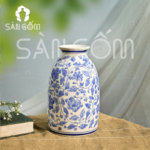Lọ hoa Bát Tràng dáng chân váy họa tiết dây hoa men lam SG-LH251