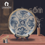 Đĩa cảnh men rạn bọc đồng họa tiết Long lân quy phụng SG-ĐC33