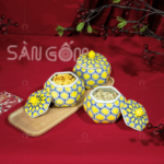 Bộ 3 hủ mứt hình ngũ giác họa tiết hoa mặt trời SG-KMT53