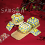 Bộ 3 hủ mứt hình vuông họa tiết mặt trời vàng SG-KMT55