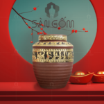 Chum ngâm rượu hoạ tiết Đông Sơn Âu Lạc dát vàng 10L SG-CR05