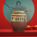 Chum ngâm rượu hoạ tiết Đông Sơn Âu Lạc dát vàng 20L SG-CR10