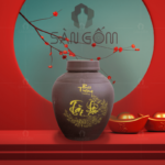 Chum sành ngâm rượu tài lộc Bát Tràng màu nâu 10L SG-CR03