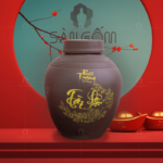 Chum sành ngâm rượu tài lộc Bát Tràng màu nâu 30L SG-CR14