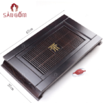 Khay trà gỗ nâu dáng cuộn thư cao cấp SG-KTG05