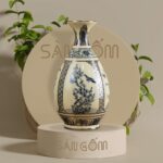 Bình tỳ bà men hanh vàng họa tiết tứ cảnh vẽ vàng gốm sứ Bát Tràng SG-BHL128