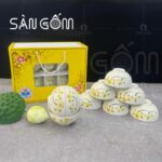 Bộ bát cơm Bát Tràng họa tiết hoa sen vàng vẽ tay SG-BC30