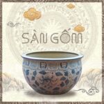 Chậu trồng cây men rạn Bát Tràng họa tiết hoa phù dung SG-LN07