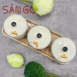 Khay mứt sứ Bát Tràng 3 hũ khay gỗ họa tiết hoa đào cam SG-KMT64