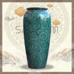 Lu nước tràn men bóng xanh lá họa tiết dải dây xoắn Bát Tràng SG-LN14