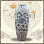 Lu nước phong thủy dáng cao men rạn họa tiết hoa phù dung SG-LN15