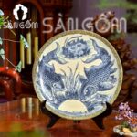 Đĩa cảnh trang trí men rạn bọc đồng họa tiết cá chép chơi trăng SG-ĐC34