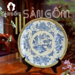 Đĩa cảnh trang trí men rạn bọc đồng họa tiết tứ cảnh SG-ĐC38
