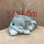 Ống tiết kiệm hình con mèo dáng nằm màu xám nhạt SG-HĐ52