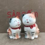 Ống tiết kiệm hình con mèo dáng ngồi màu trắng cam SG-HĐ55