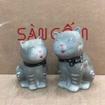 Ống tiết kiệm hình con mèo dáng ngồi màu xám SG-HĐ56